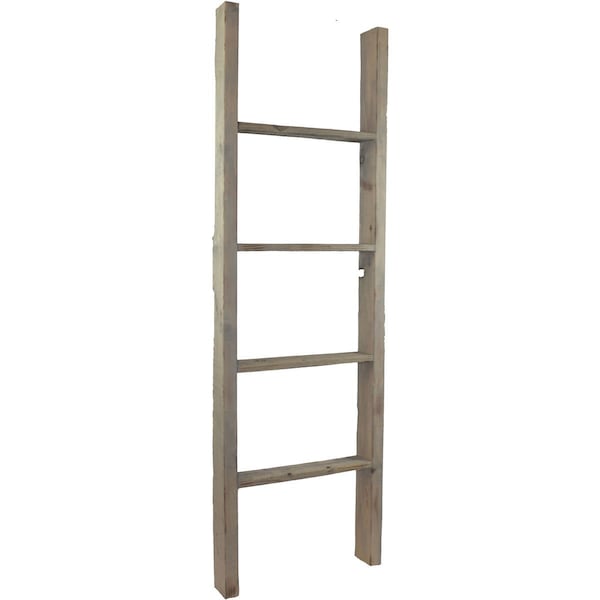 Ekena Millwork 19"W x 60"H x 3 1/2"D Vintage Farmhouse 4 Rung Ladder, Barnwood Decor Collection, Reclaimed Grey DECR019X060X04LDRGY - main